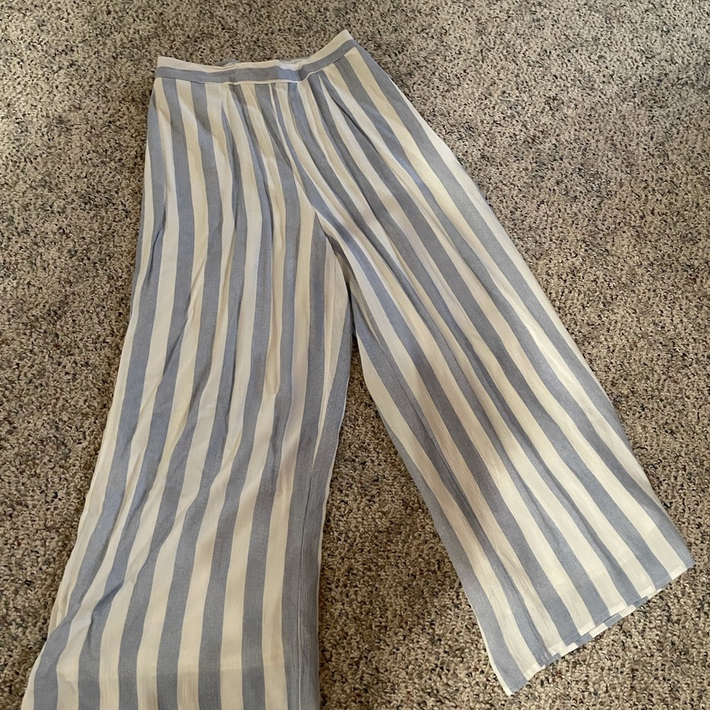 EUC Palazzo striped pants, high waisted, spring summer pants, wide leg